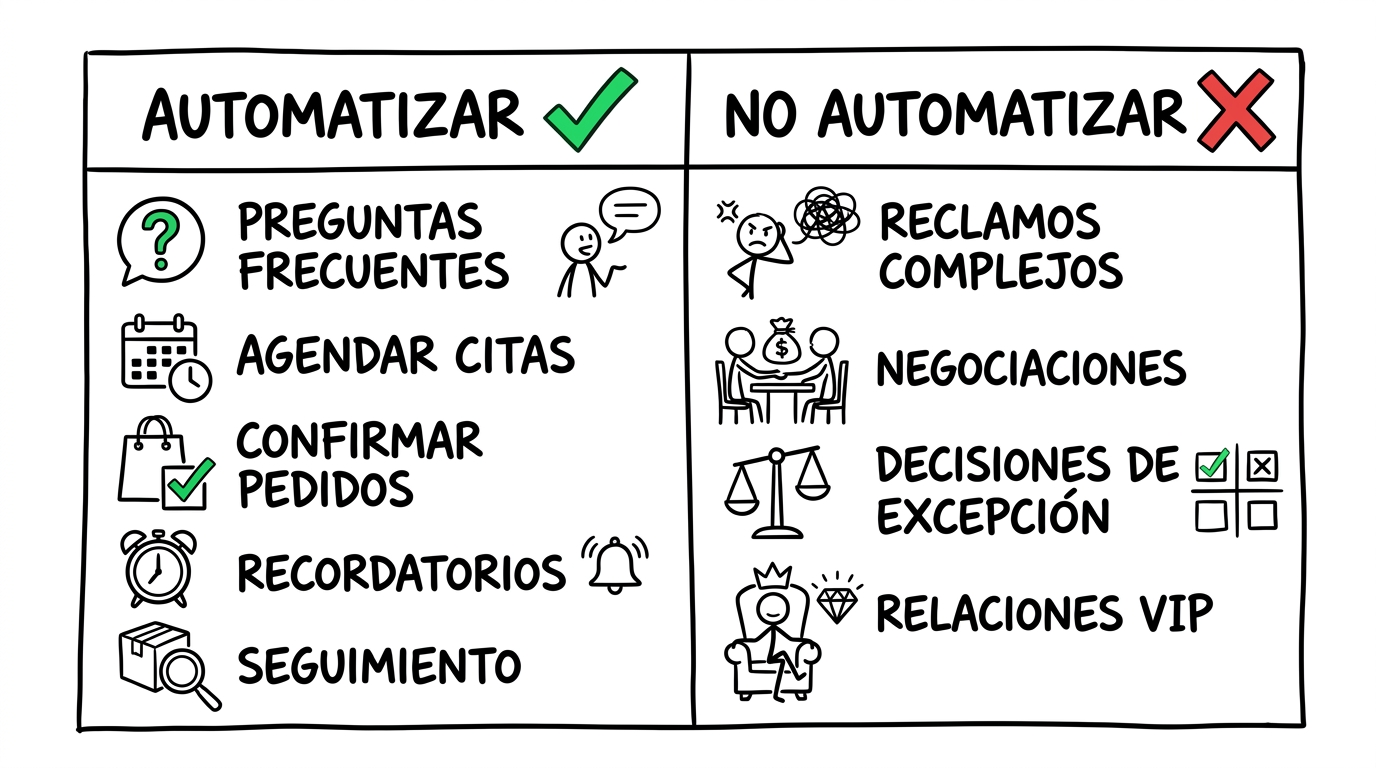 Qué automatizar y qué no — guía visual