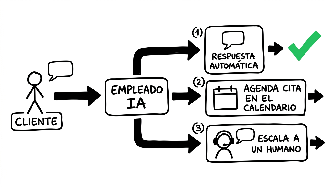 Flujo de operación con Empleado IA en WhatsApp