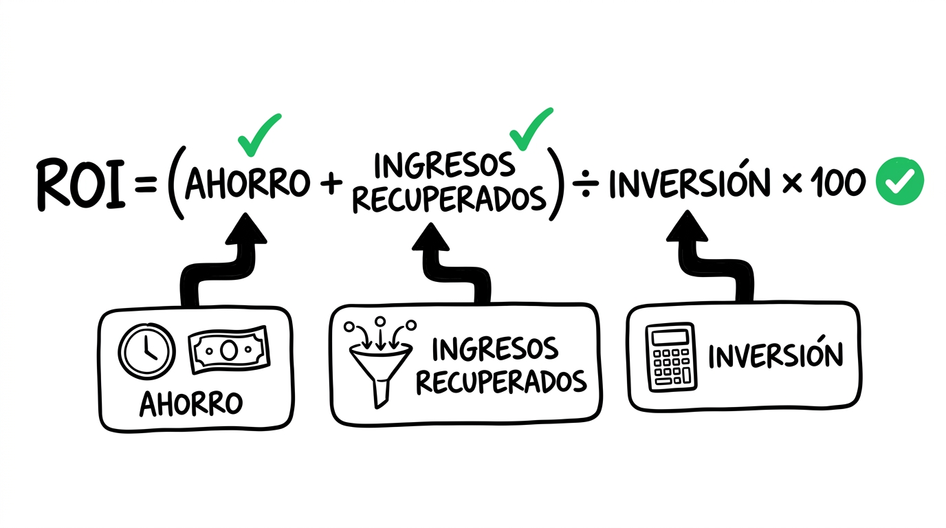 Modelo de cálculo ROI: inversión, ahorro e ingresos recuperados